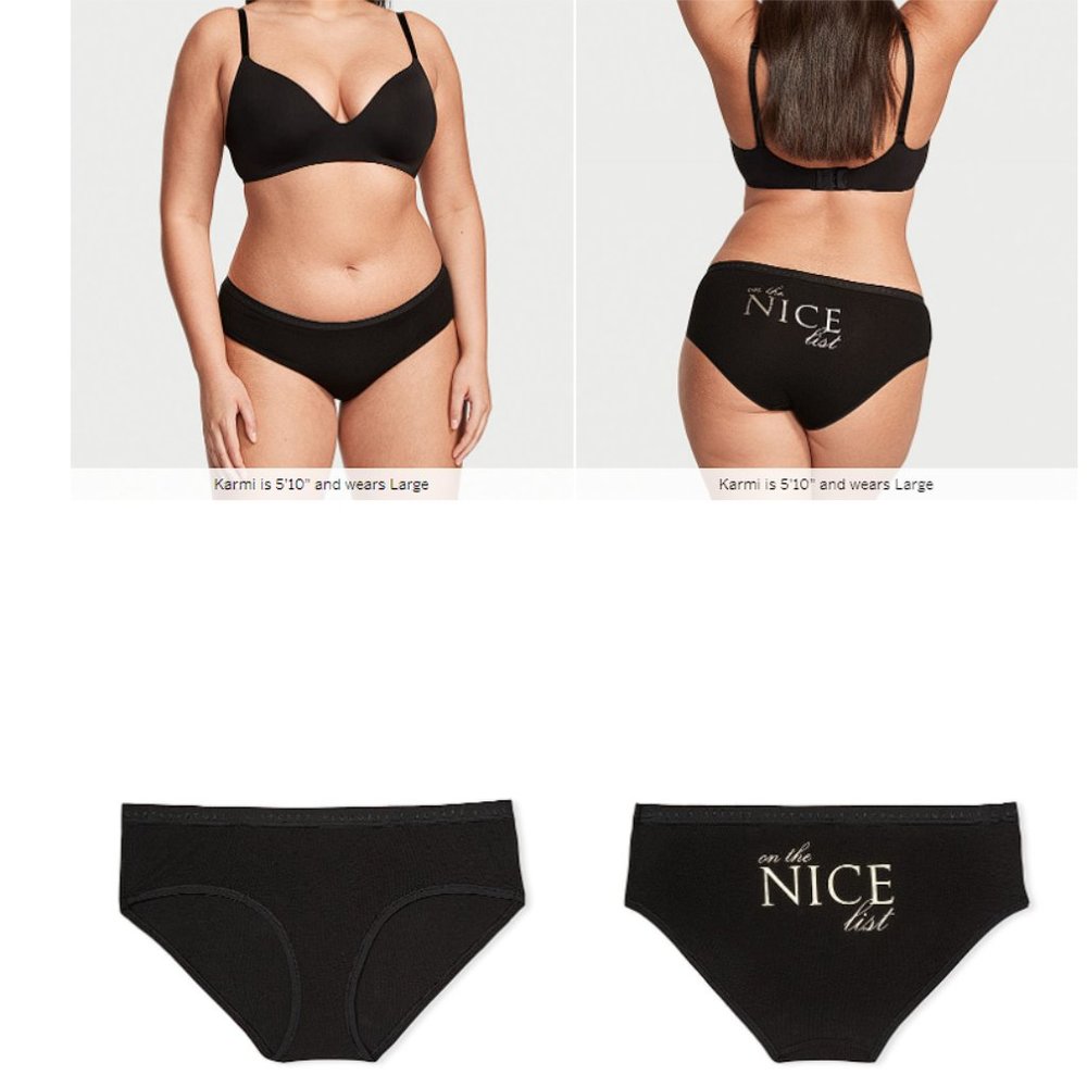 On the Nice List VS Stretch Cotton Hiphugger Holiday Panty Christmas - Picture 2 of 12